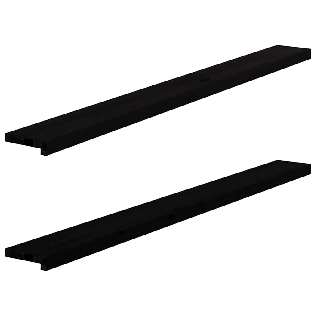 vidaXL Fensterbänke 2 Stk. Braun-Schwarz 160x15x2 cm Massivholz Eiche