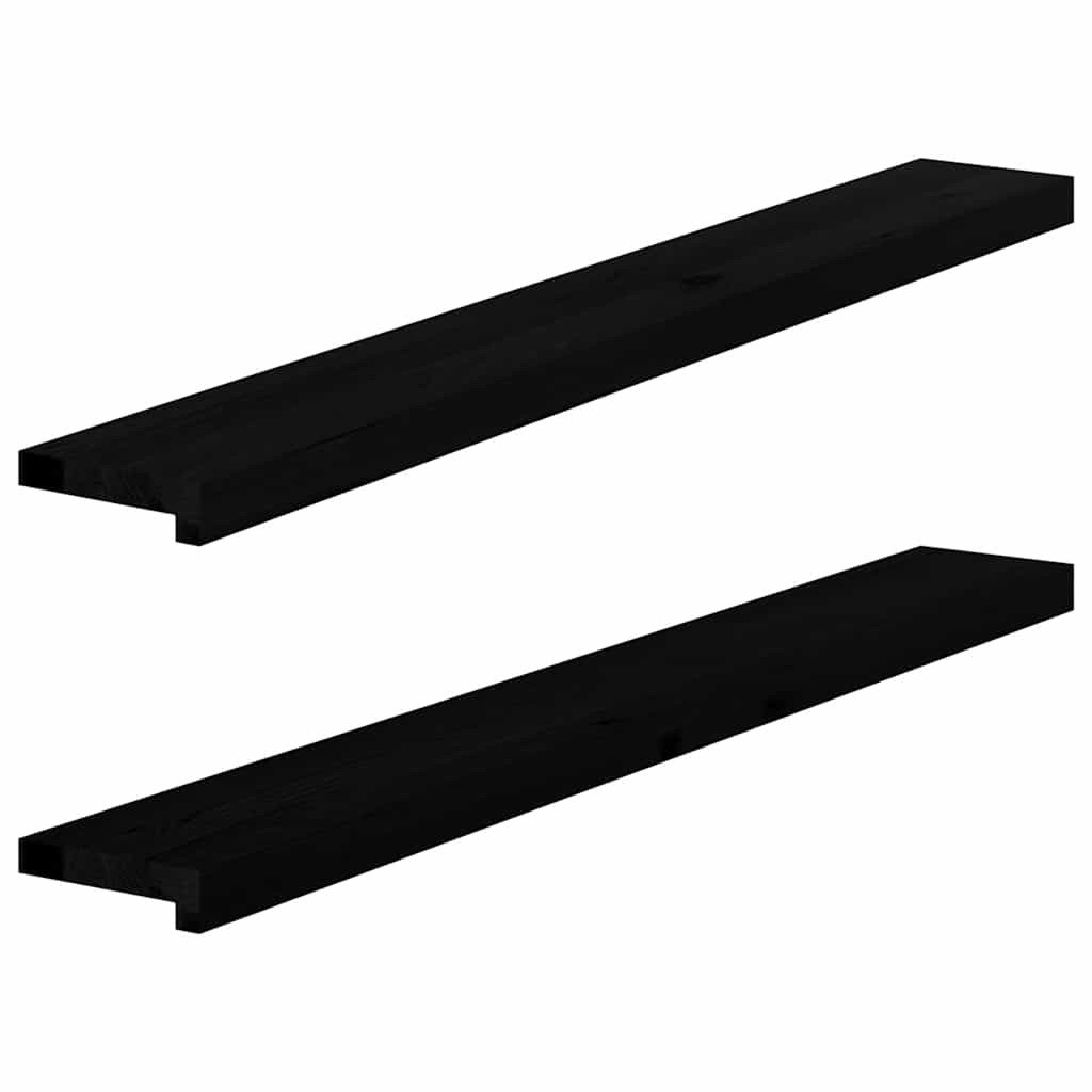 vidaXL Fensterbänke 2 Stk. Braun-Schwarz 120x15x2 cm Massivholz Eiche