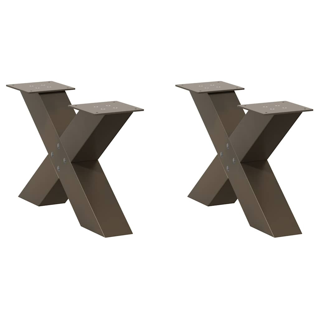 vidaXL Couchtischbeine X-Form 2 Stk. Naturstahl 60x(30-31) cm Stahl
