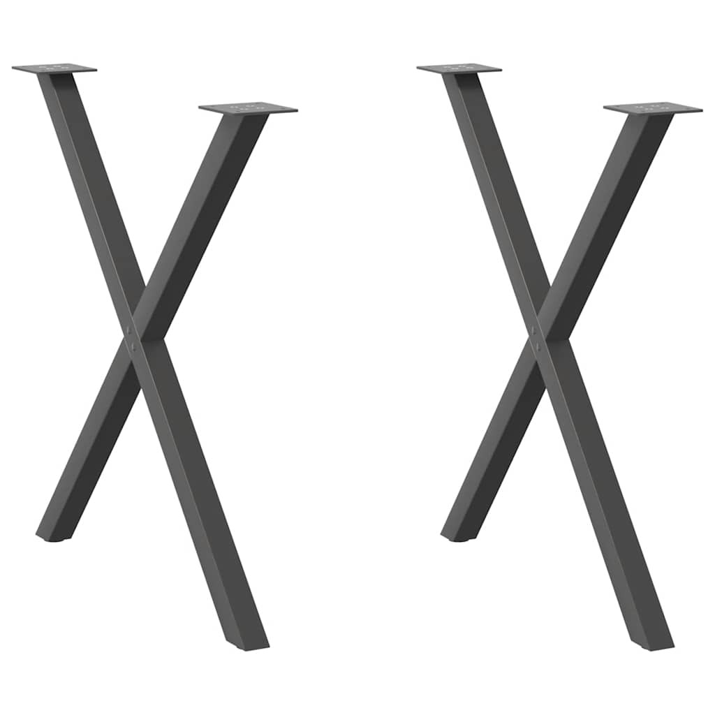 vidaXL Esstischbeine X-Form 2 Stk. Anthrazit 80x(72-73) cm Stahl