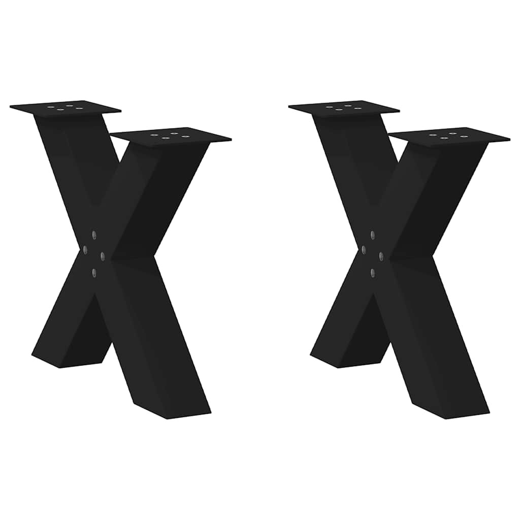 vidaXL Couchtischbeine X-Form 2 Stk. Schwarz 60x(42-43) cm Stahl