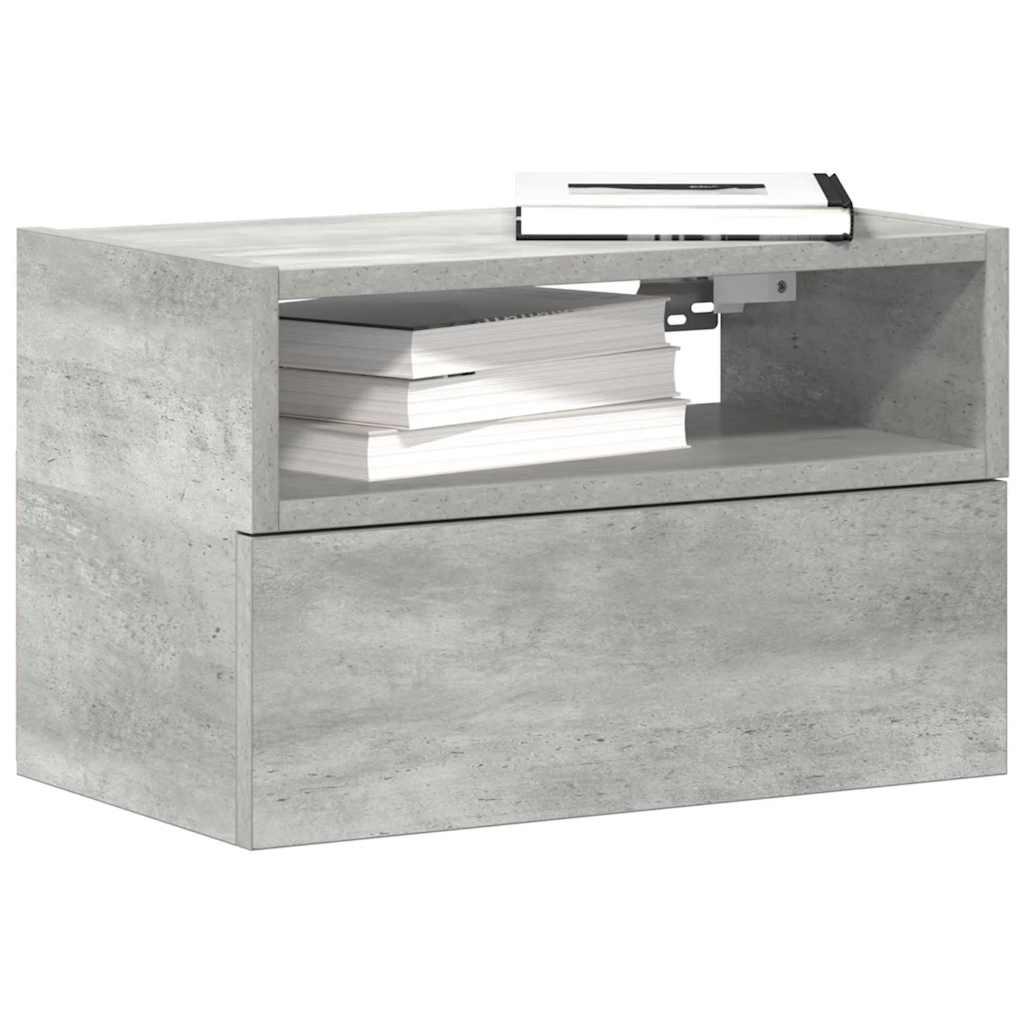 vidaXL Wand-Nachttische 2 Stk. Betongrau 45x26x28,5 cm