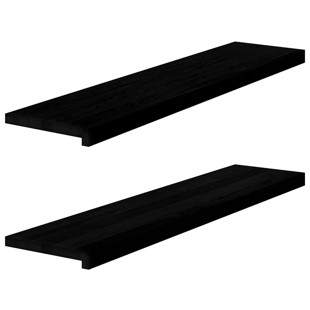 vidaXL Fensterbänke 2 Stk. Braun-Schwarz 110x25x2 cm Massivholz Eiche