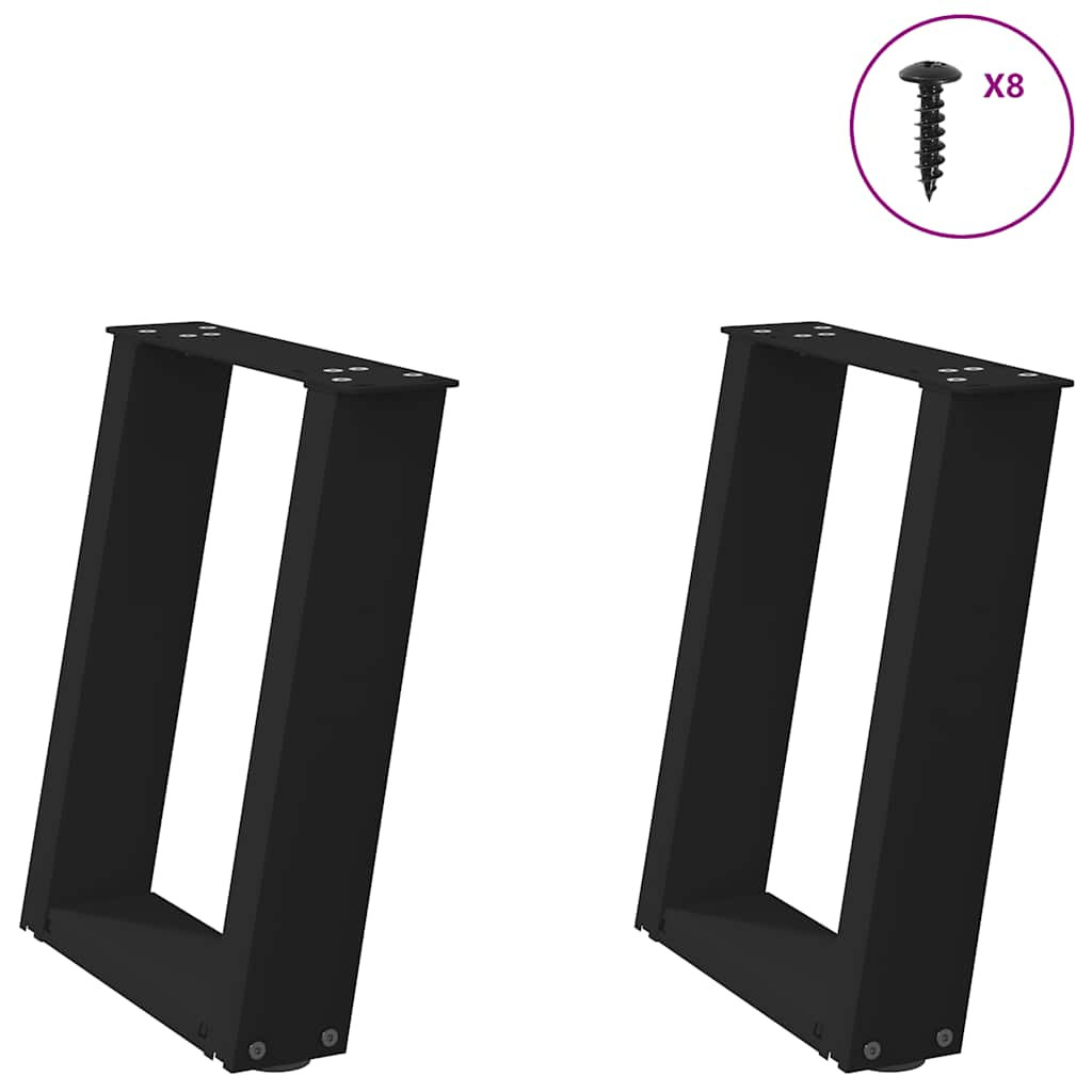 vidaXL Couchtischbeine U-Form 2 Stk. Schwarz 28x(42-43) cm Stahl