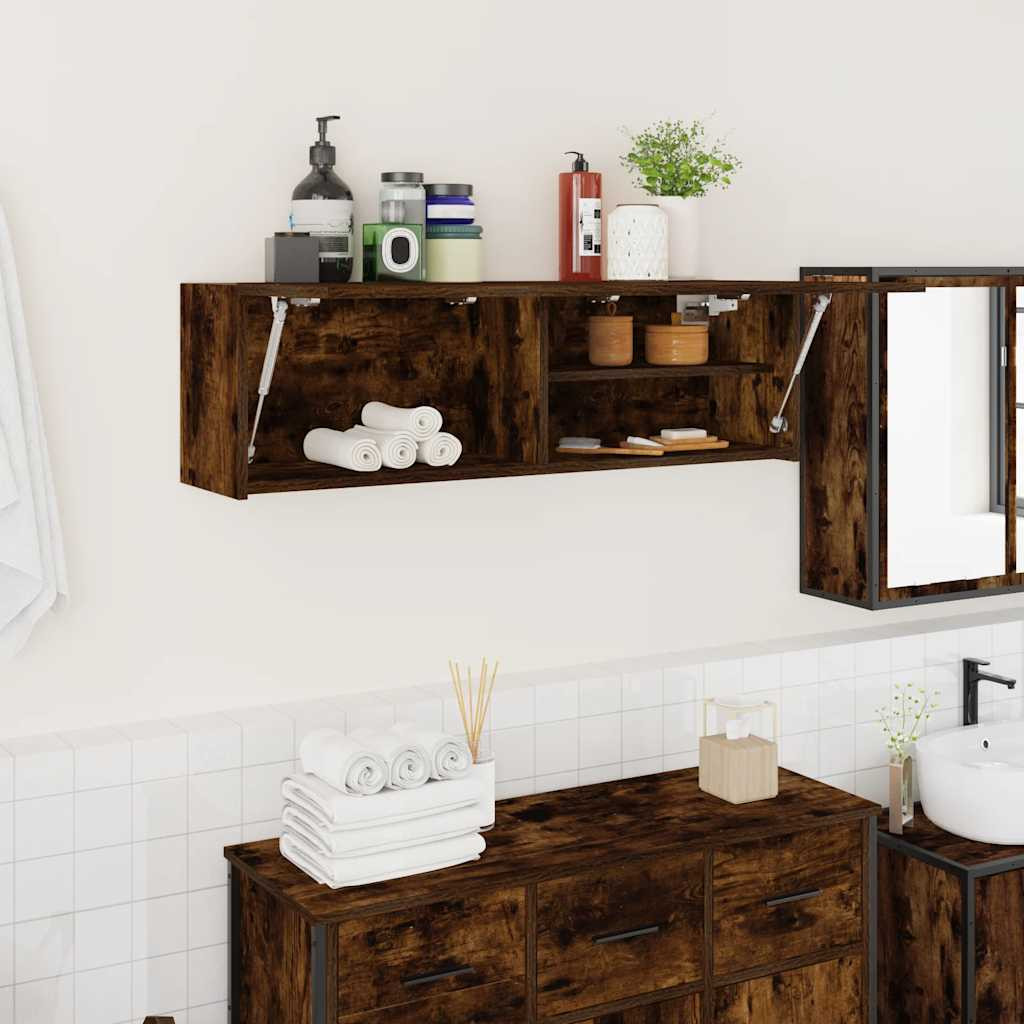 vidaXL Bad-Wandschrank Räuchereiche 100x25x30 cm Holzwerkstoff