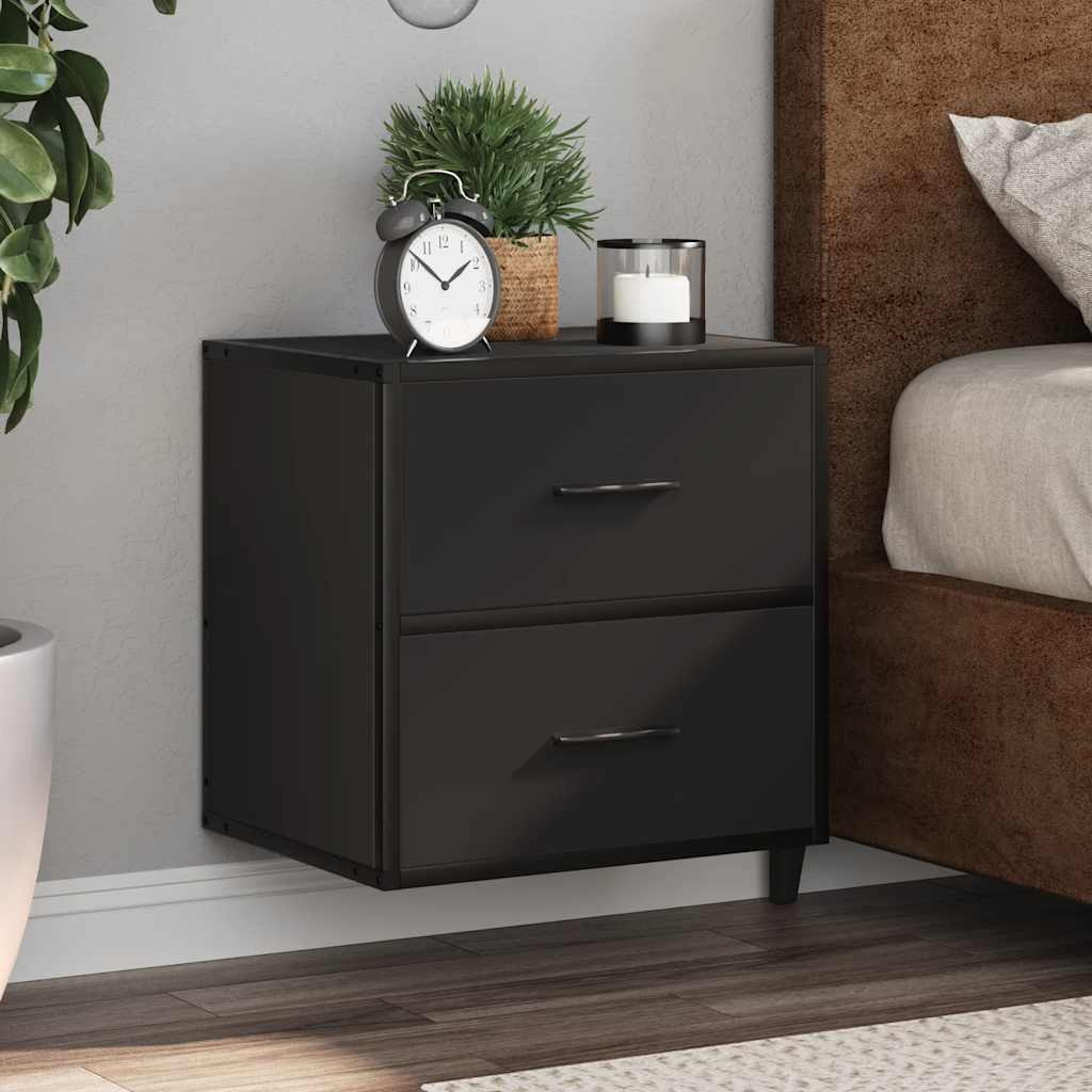 vidaXL Wand-Nachttische 2 Stk. Schwarz 40x31x39,5 cm