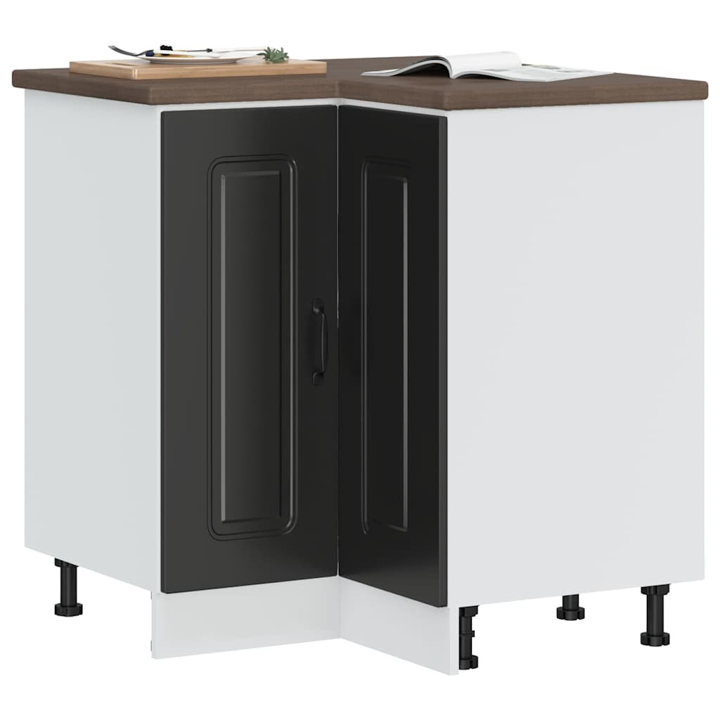 vidaXL Küchen-Eckunterschrank Kalmar Schwarz Holzwerkstoff