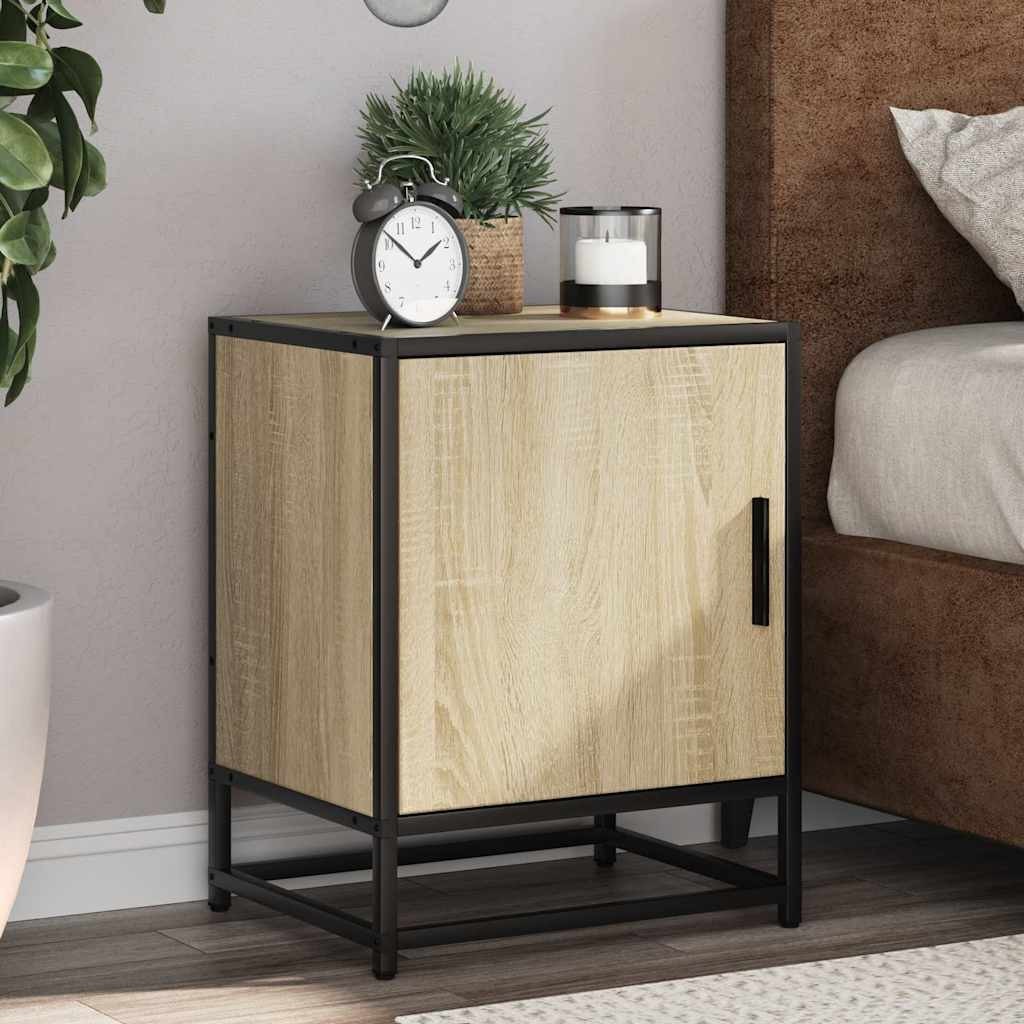 vidaXL Nachttische 2 Stk. Sonoma-Eiche 40x31x50cm Holzwerkstoff Metall