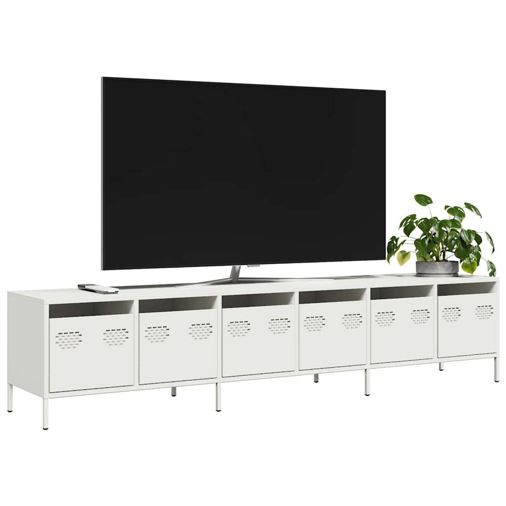 vidaXL TV-Schrank Weiß 202x39x43,5 cm Kaltgewalzter Stahl