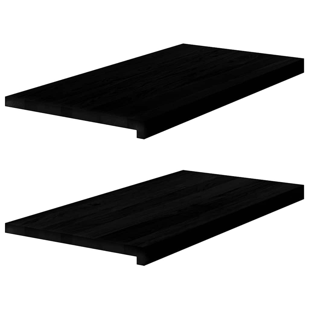 vidaXL Fensterbänke 2 Stk. Braun-Schwarz 80x40x2 cm Massivholz Eiche