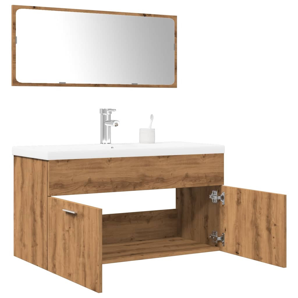 vidaXL 3-tlg. Badmöbel-Set Artisan-Eiche Holzwerkstoff