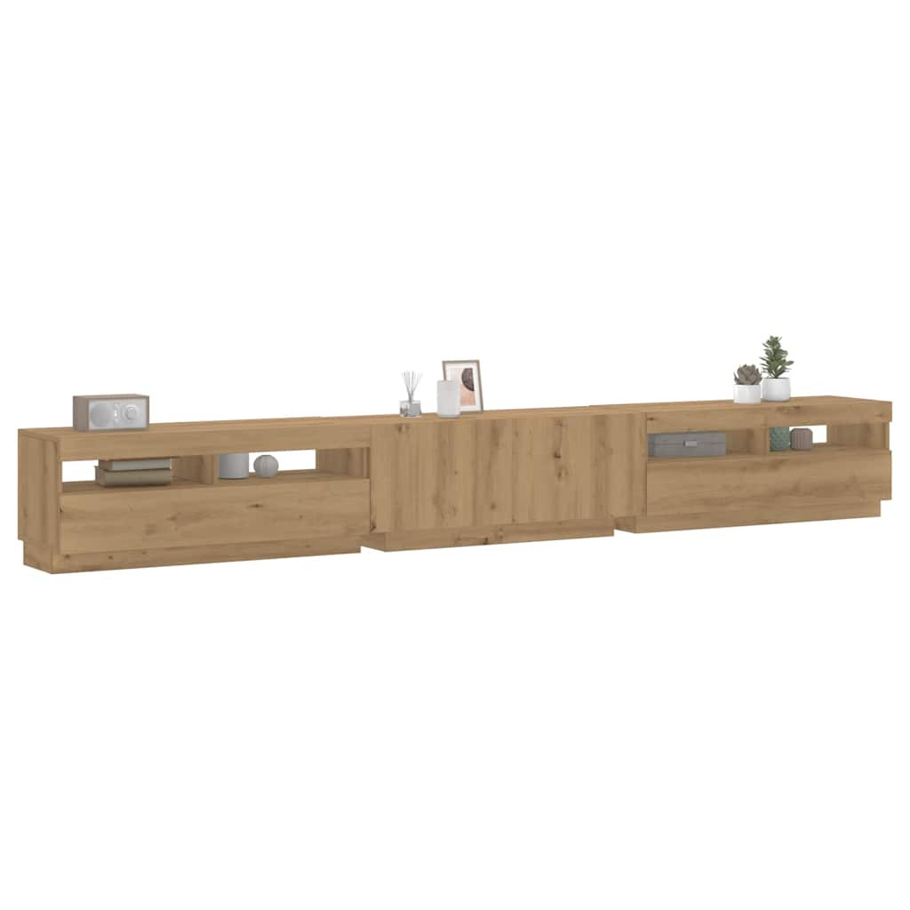 vidaXL TV-Schrank mit LED-Leuchten Artisan-Eiche 300x35x40 cm