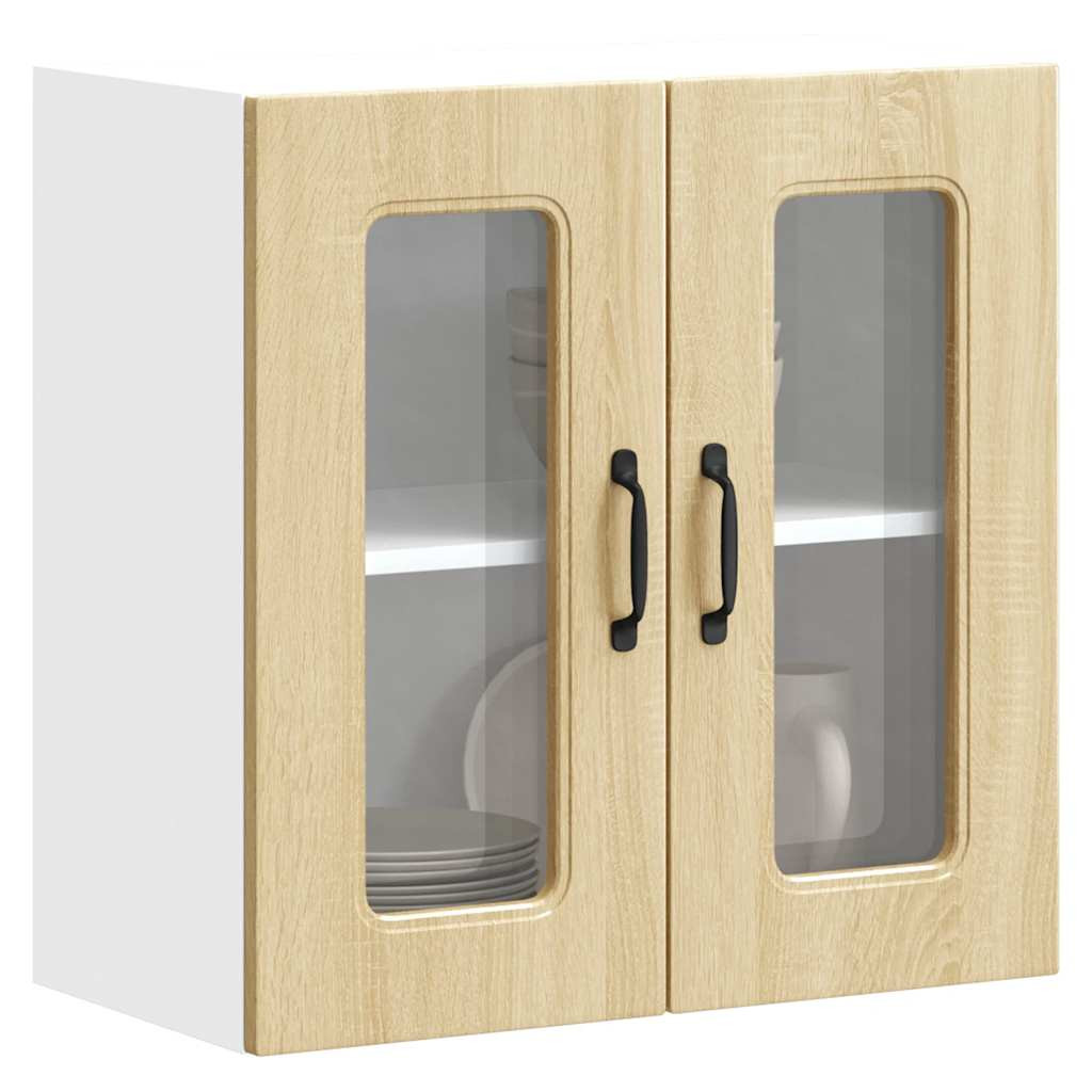 vidaXL Küchen-Hängeschrank mit Glastür Kalmar Sonoma-Eiche Holzwerkstoff