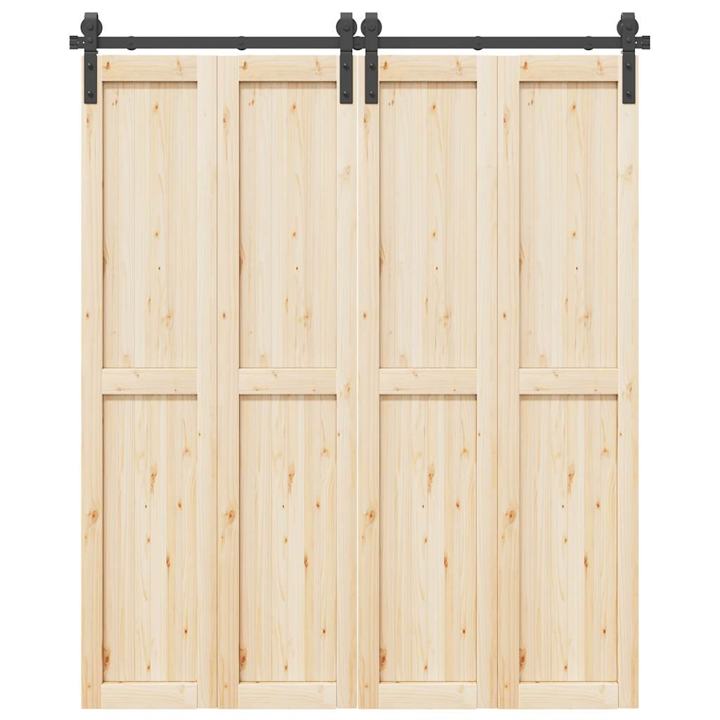 vidaXL Schiebetürbeschlag-Set 183 cm Stahl Schwarz