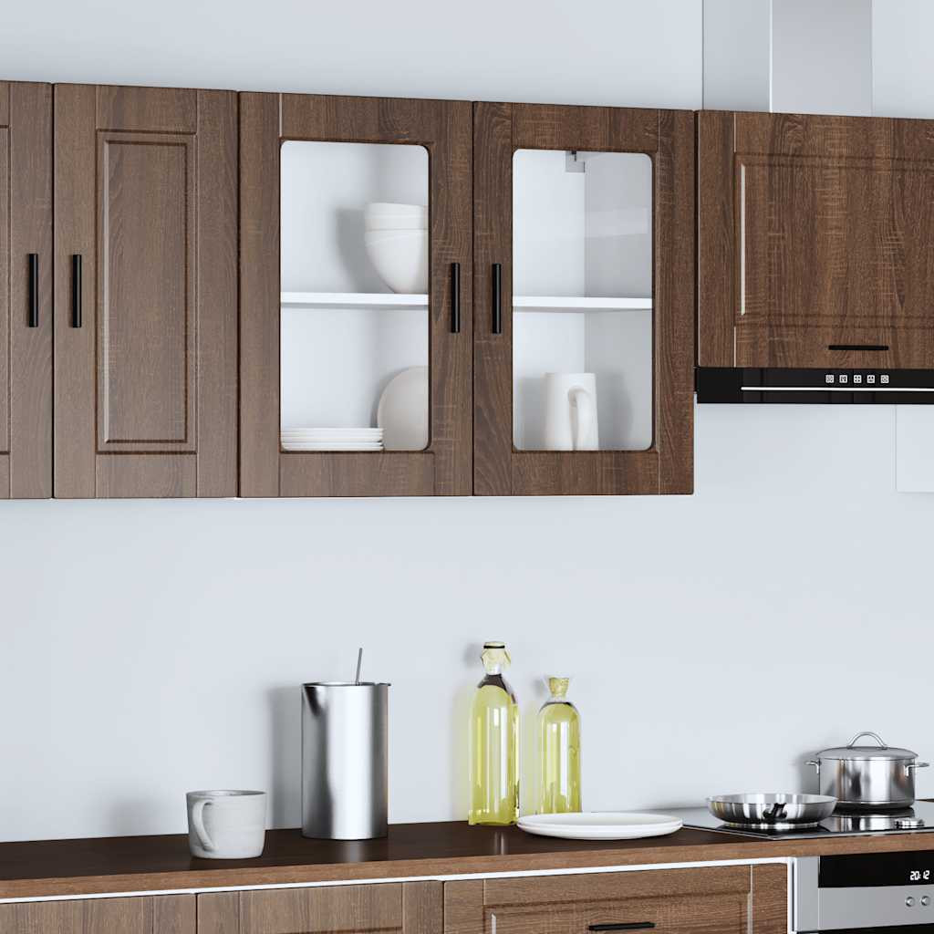 vidaXL Küchen-Hängeschrank mit Glastür Porto Braun Eichen-Optik