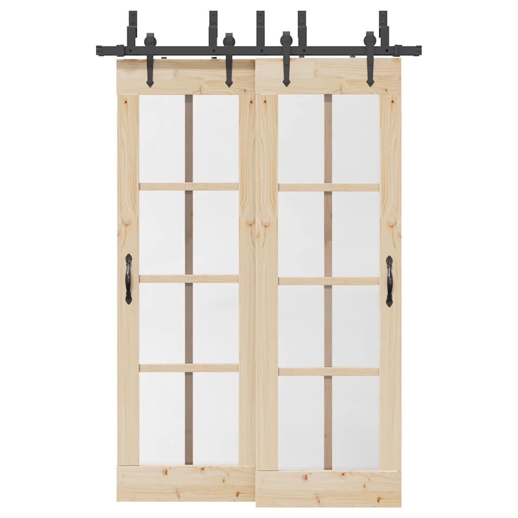 vidaXL Schiebetürbeschlag-Set 152,5 cm Stahl Schwarz