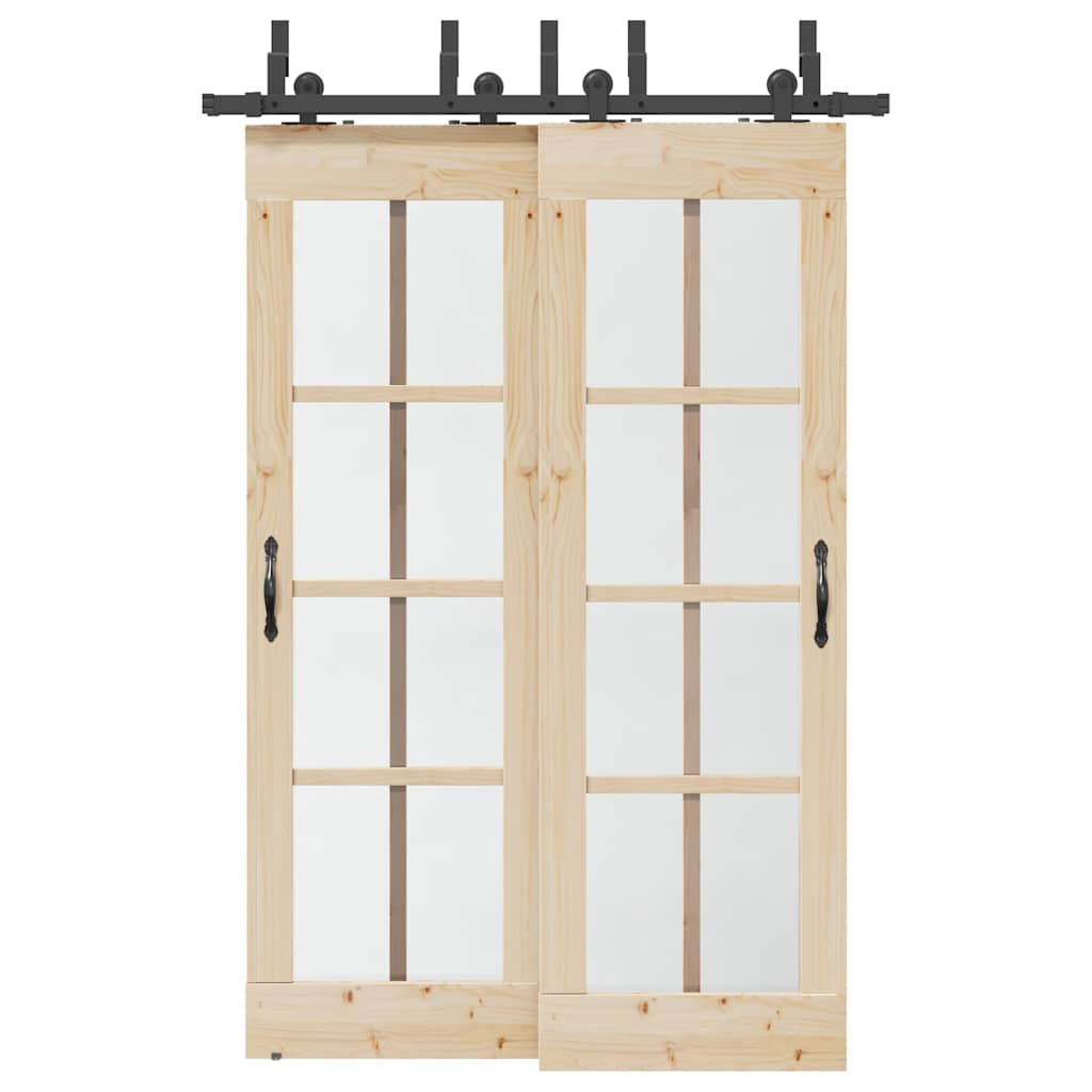 vidaXL Schiebetürbeschlag-Set 152,5 cm Stahl Schwarz