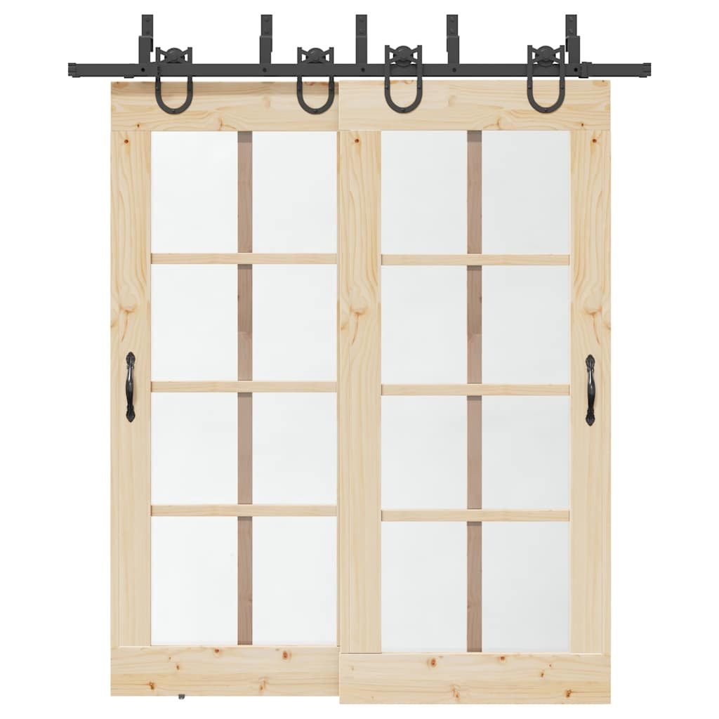 vidaXL Schiebetürbeschlag-Set 200 cm Stahl Schwarz