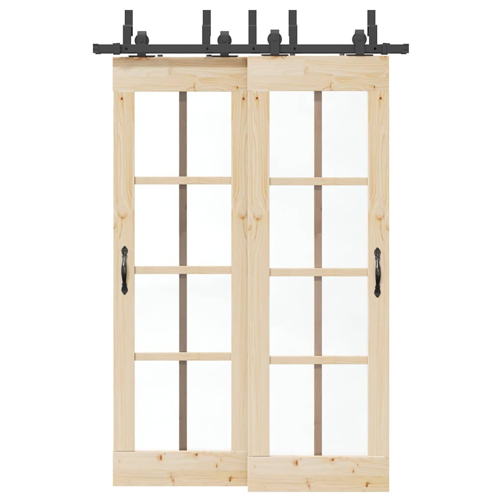 vidaXL Schiebetürbeschlag-Set 152,5 cm Stahl Schwarz