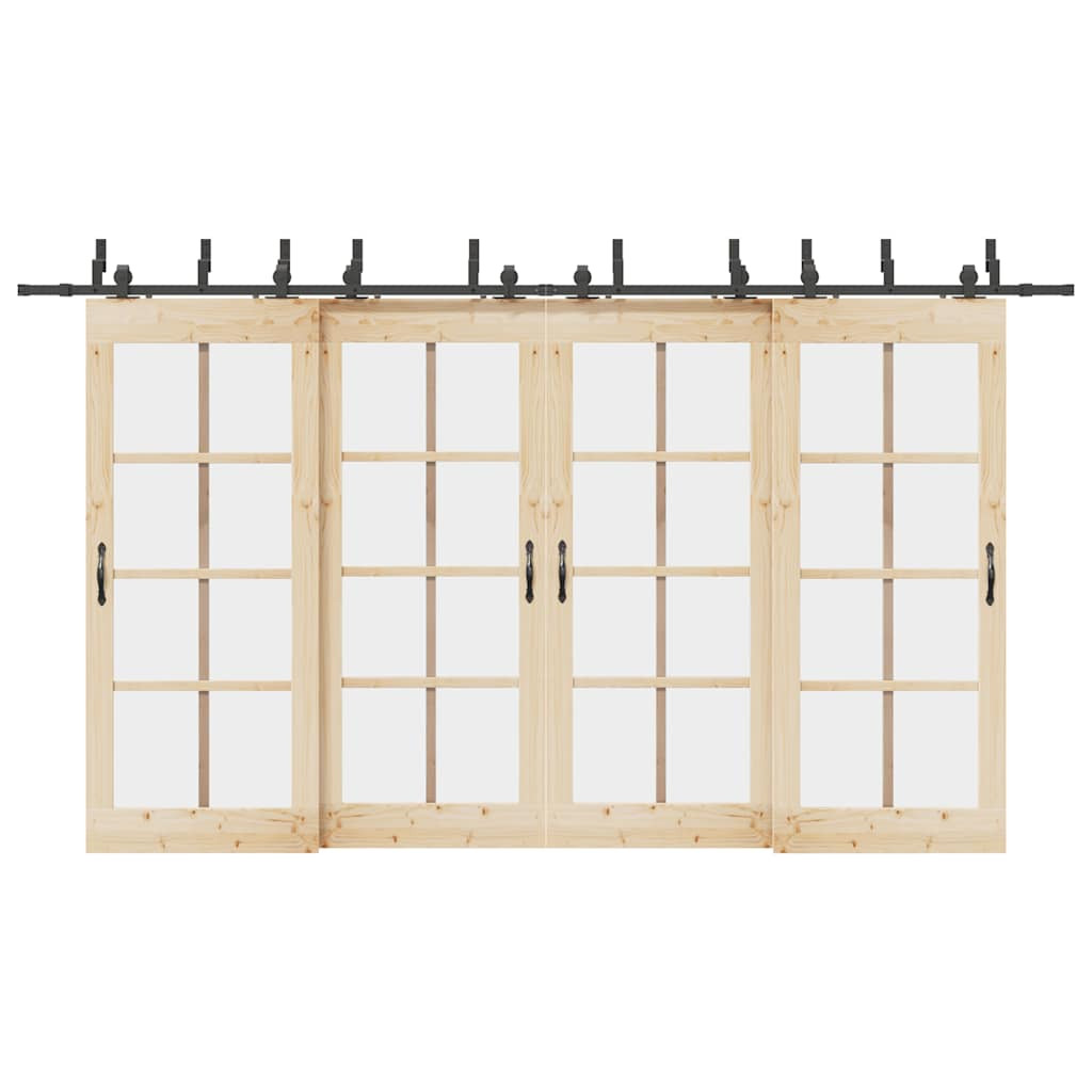 vidaXL Schiebetürbeschlag-Set 400 cm Stahl Schwarz