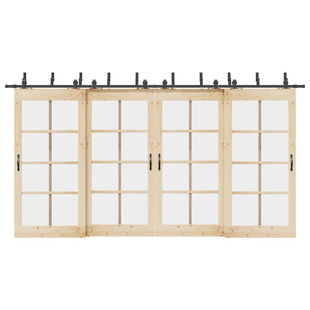 vidaXL Schiebetürbeschlag-Set 427 cm Stahl Schwarz