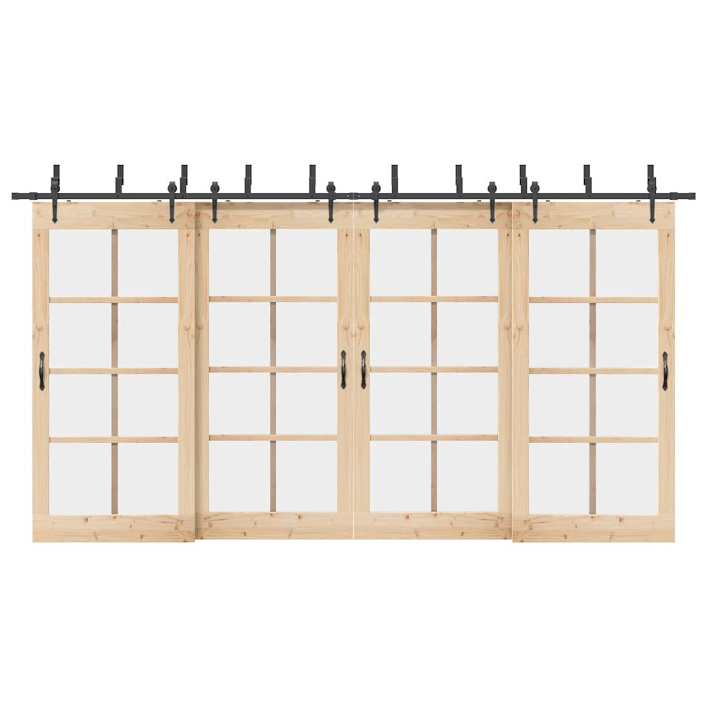 vidaXL Schiebetürbeschlag-Set 427 cm Stahl Schwarz