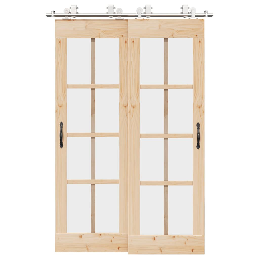 vidaXL Schiebetür-Beschlagsatz 183 cm Edelstahl Silbern