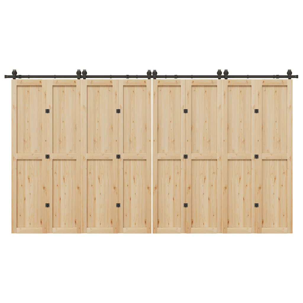 vidaXL Schiebetürbeschlag-Set 400 cm Stahl Schwarz