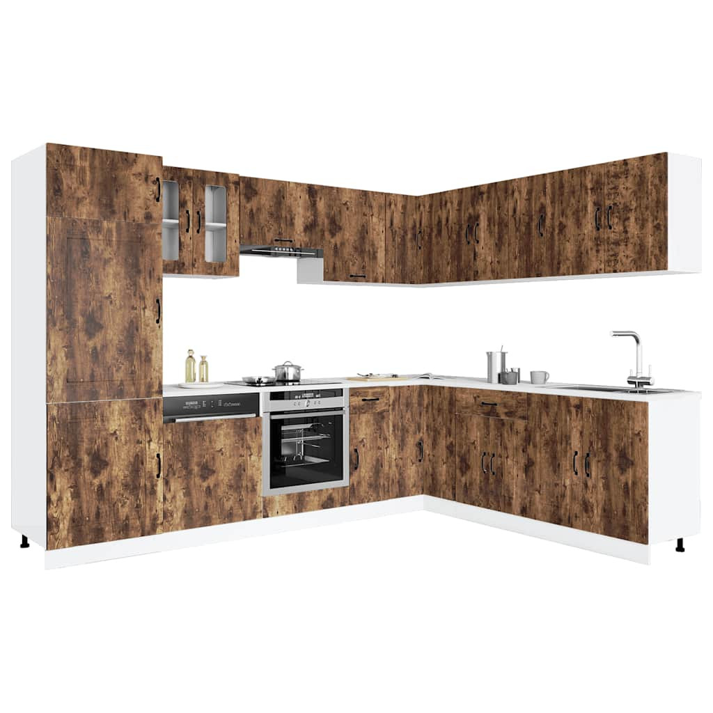 vidaXL 14-tlg. Küchenschrank-Set Kalmar Räuchereiche Holzwerkstoff