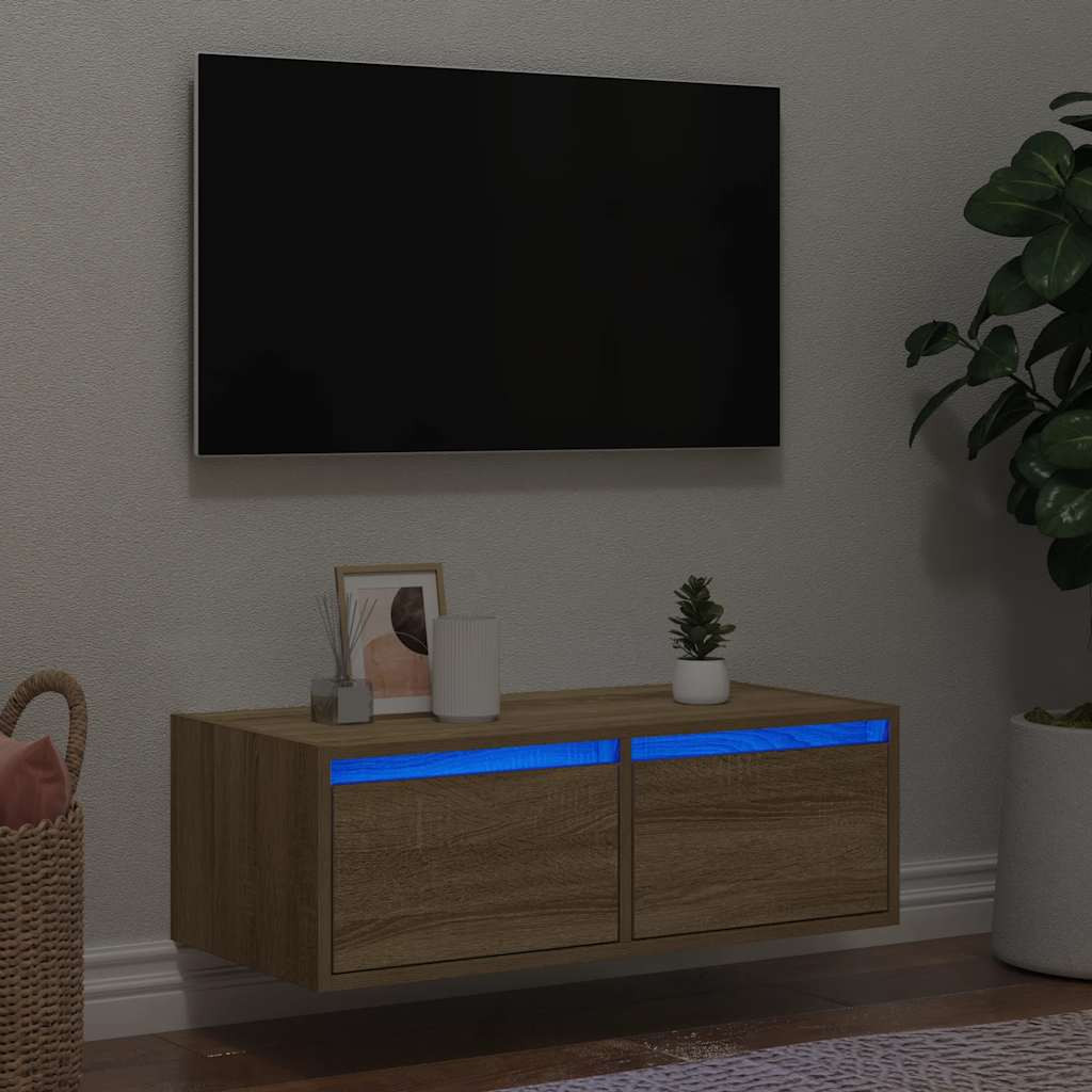 vidaXL TV-Schrank mit LED-Leuchten Sonoma-Eiche 75x35,5x25 cm