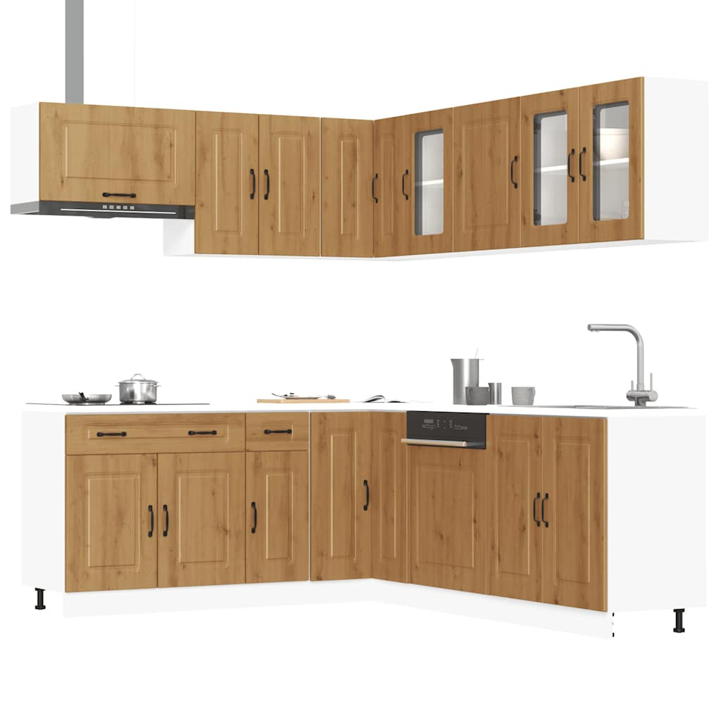 vidaXL 11-tlg. Küchenschrank-Set Kalmar Artisan-Eiche Holzwerkstoff