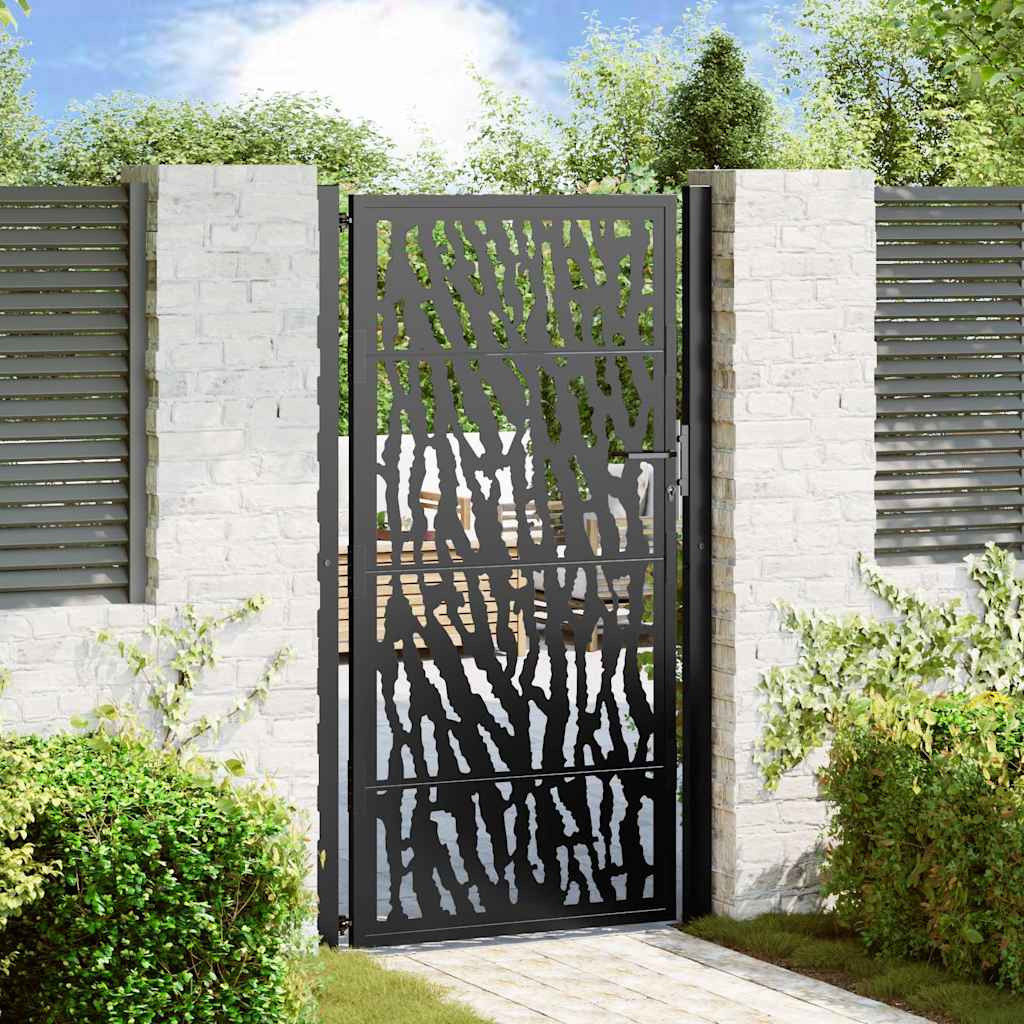 vidaXL Gartentor Schwarz 100x175 cm Stahl Trace Design