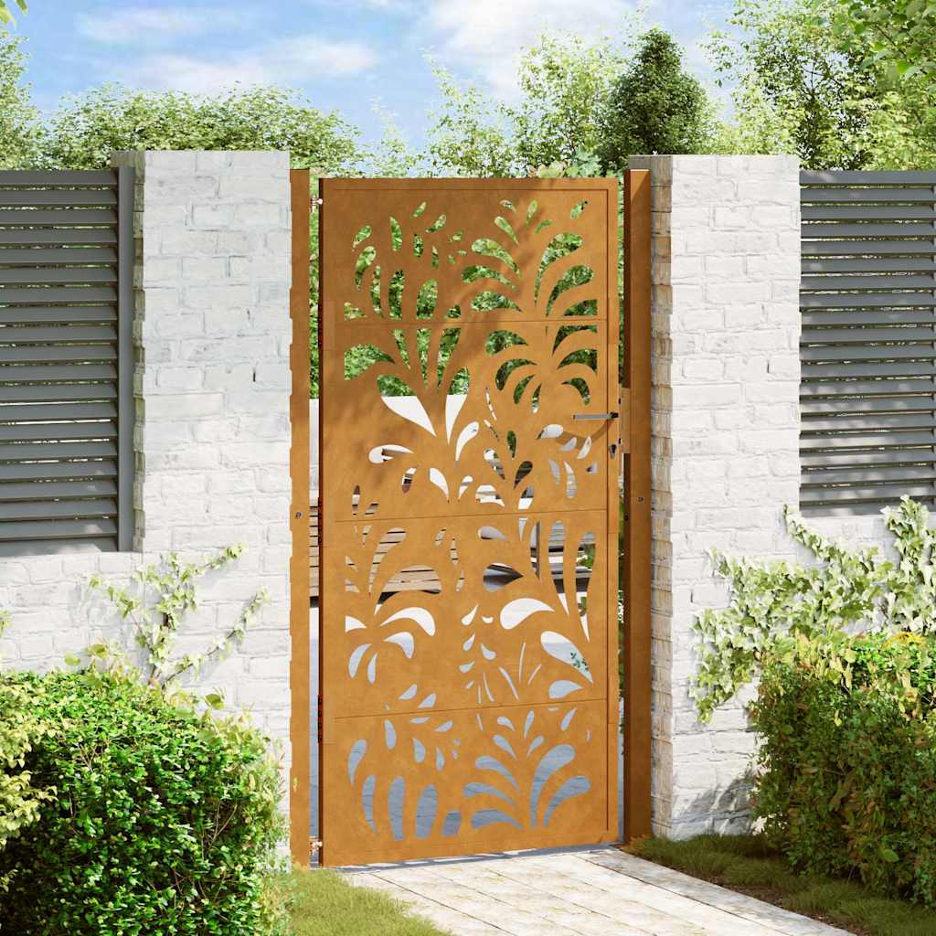 vidaXL Gartentor 100x175 cm Verwitterungsstahl Wellendesign