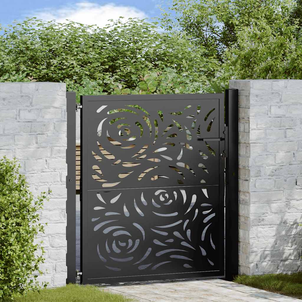 vidaXL Gartentor Schwarz 100x100 cm Stahl Flammendesign