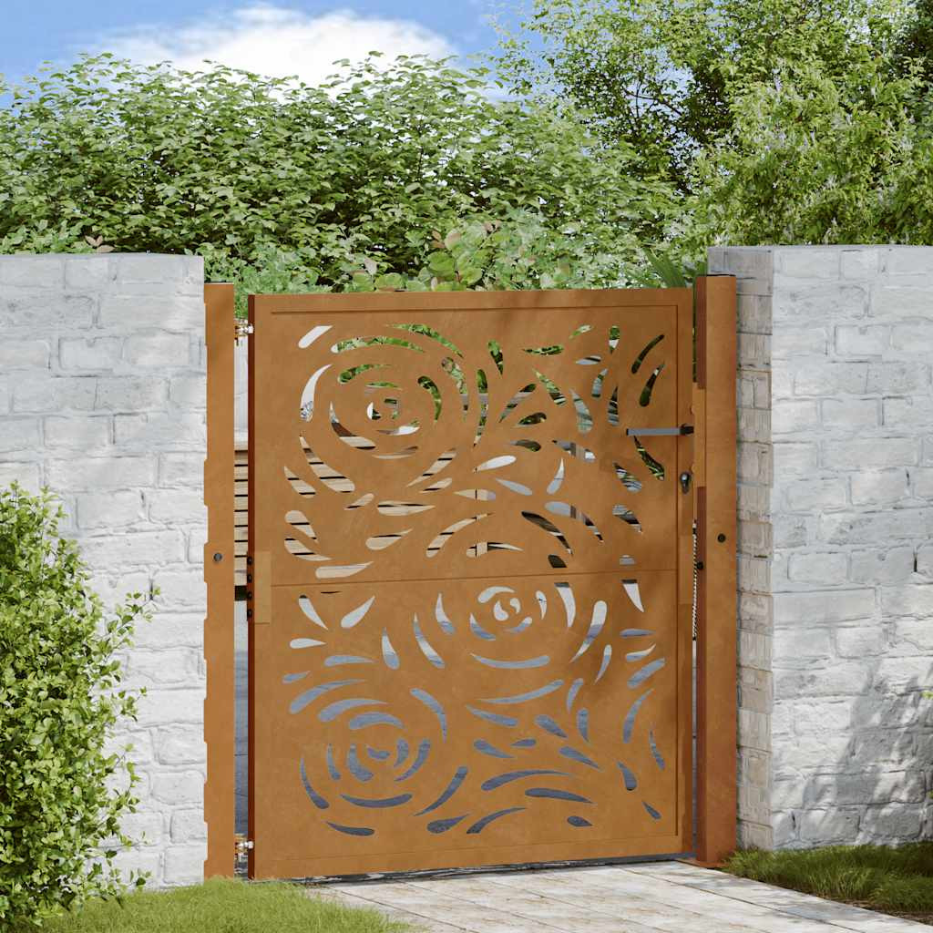 vidaXL Gartentor 100x100 cm Verwitterungsstahl Flammendesign