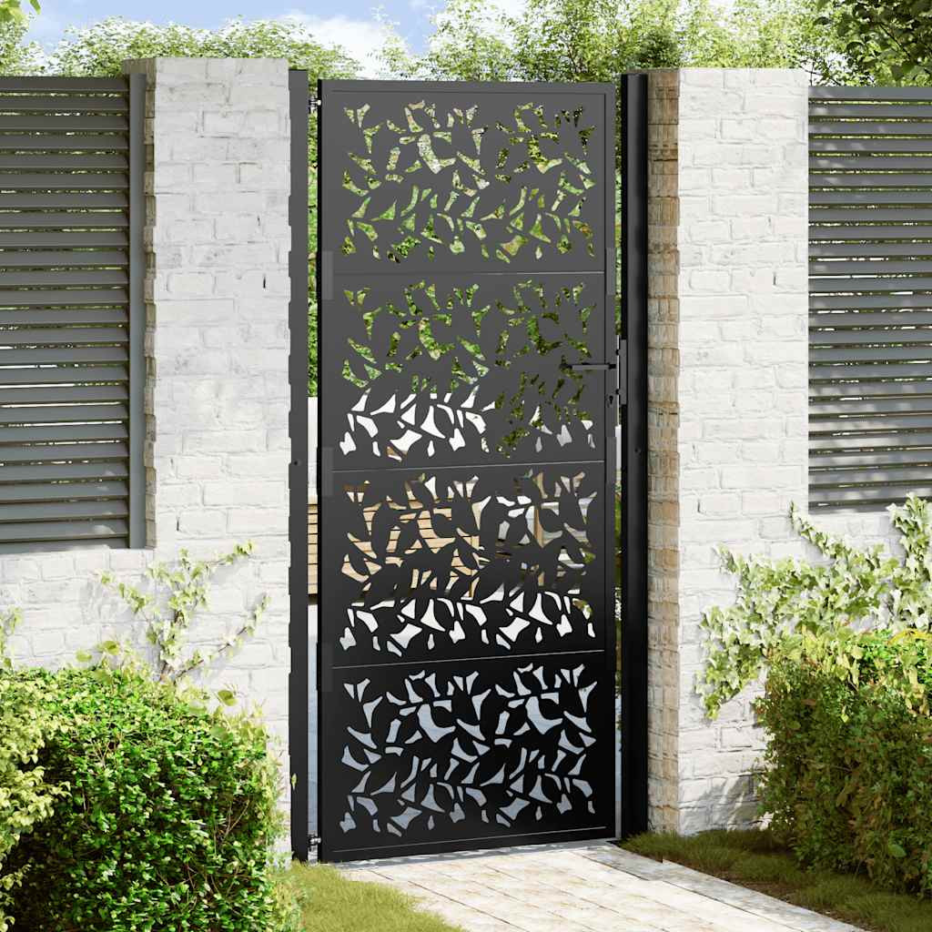 vidaXL Gartentor Schwarz 100x200 cm Stahlblatt-Design