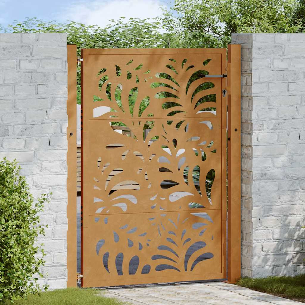 vidaXL Gartentor 100x125 cm Verwitterungsstahl Wellendesign