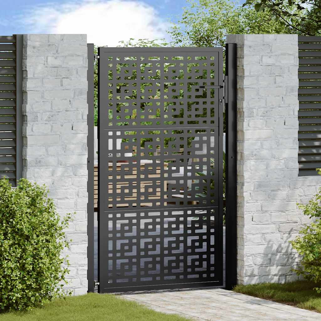 vidaXL Gartentor Schwarz 100x150 cm Stahl Kreuz-Design