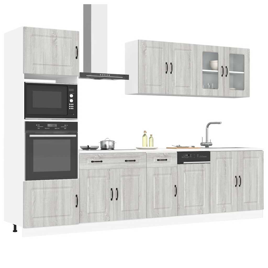 vidaXL 7-tlg. Küchenschrank-Set Kalmar Grau Sonoma Holzwerkstoff