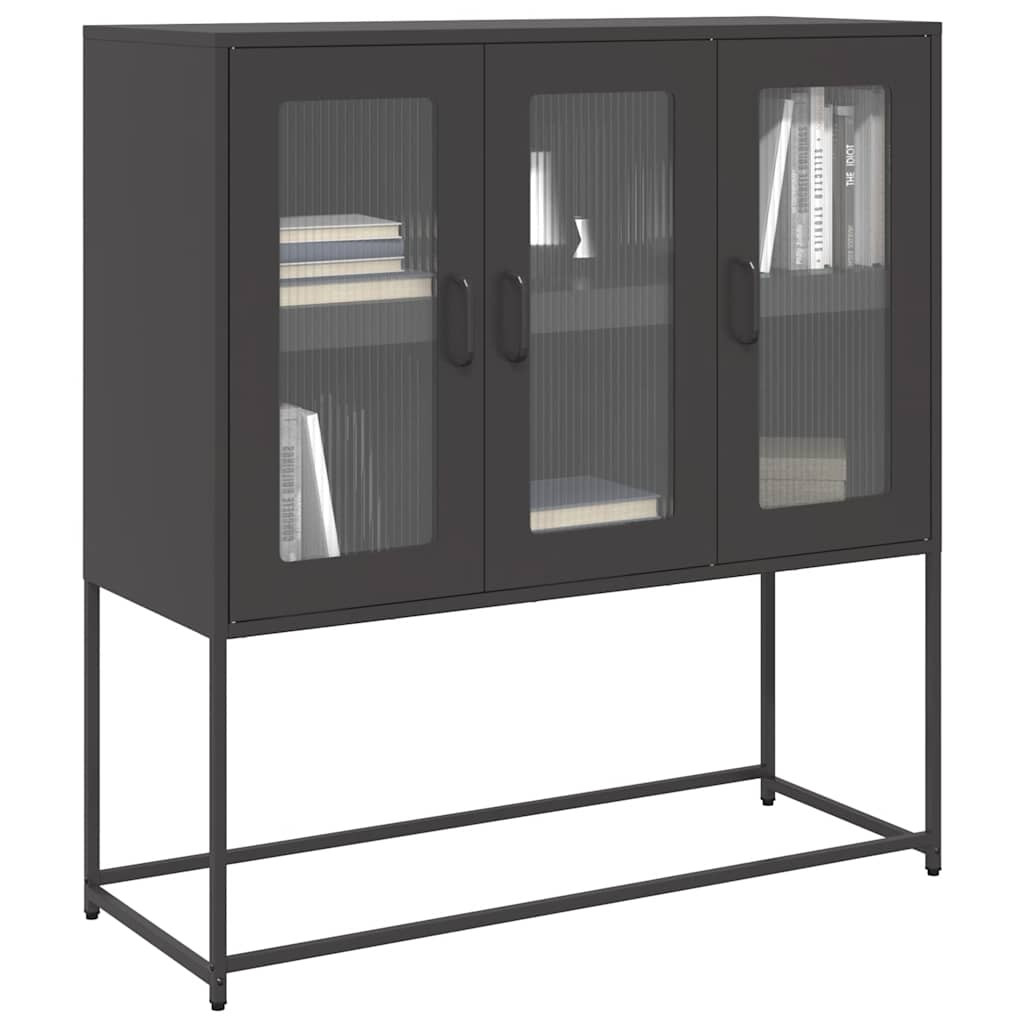 vidaXL Sideboard Schwarz 100,5x39x107 cm Kaltgewalzter Stahl