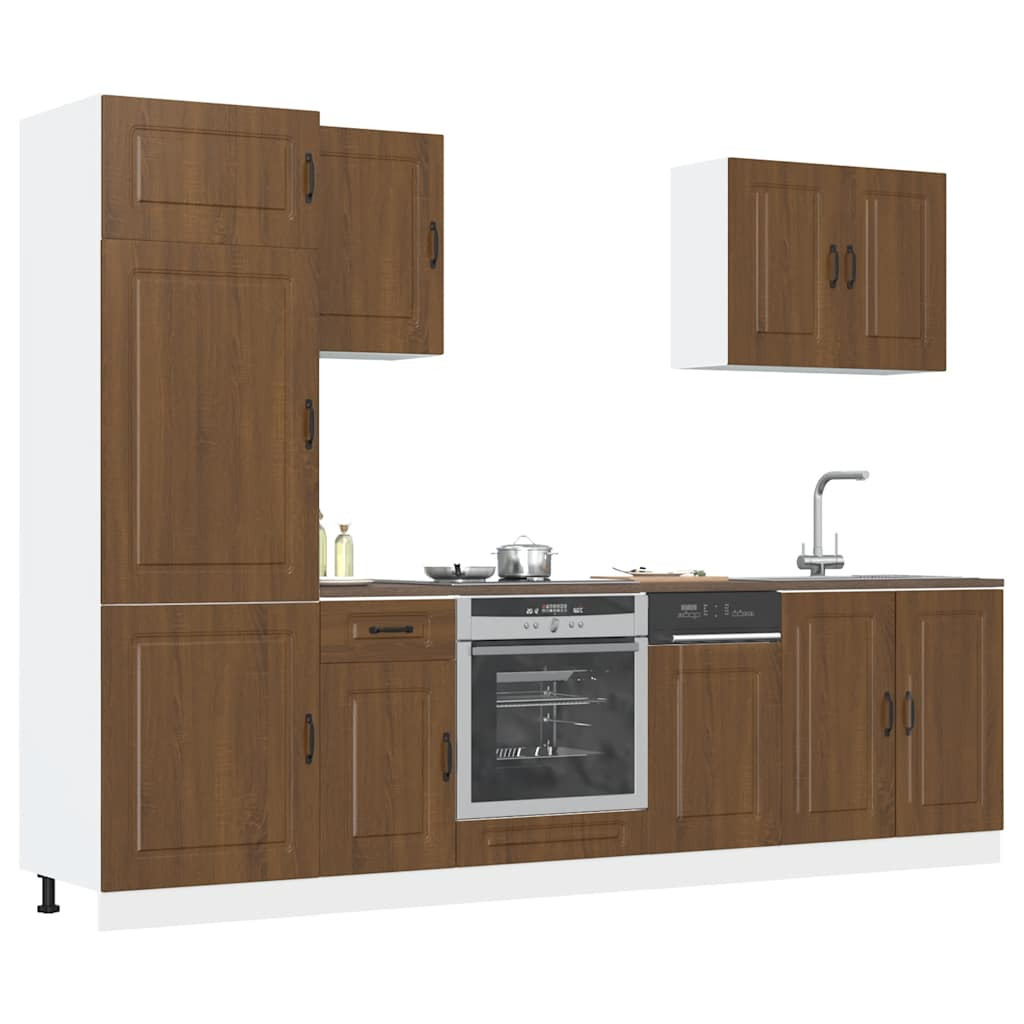 vidaXL 7-tlg. Küchenschrank-Set Kalmar Braun Eichen-Optik Holzwerkstoff