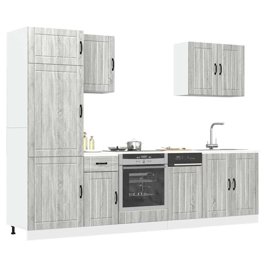 vidaXL 7-tlg. Küchenschrank-Set Lucca Grau Sonoma Holzwerkstoff