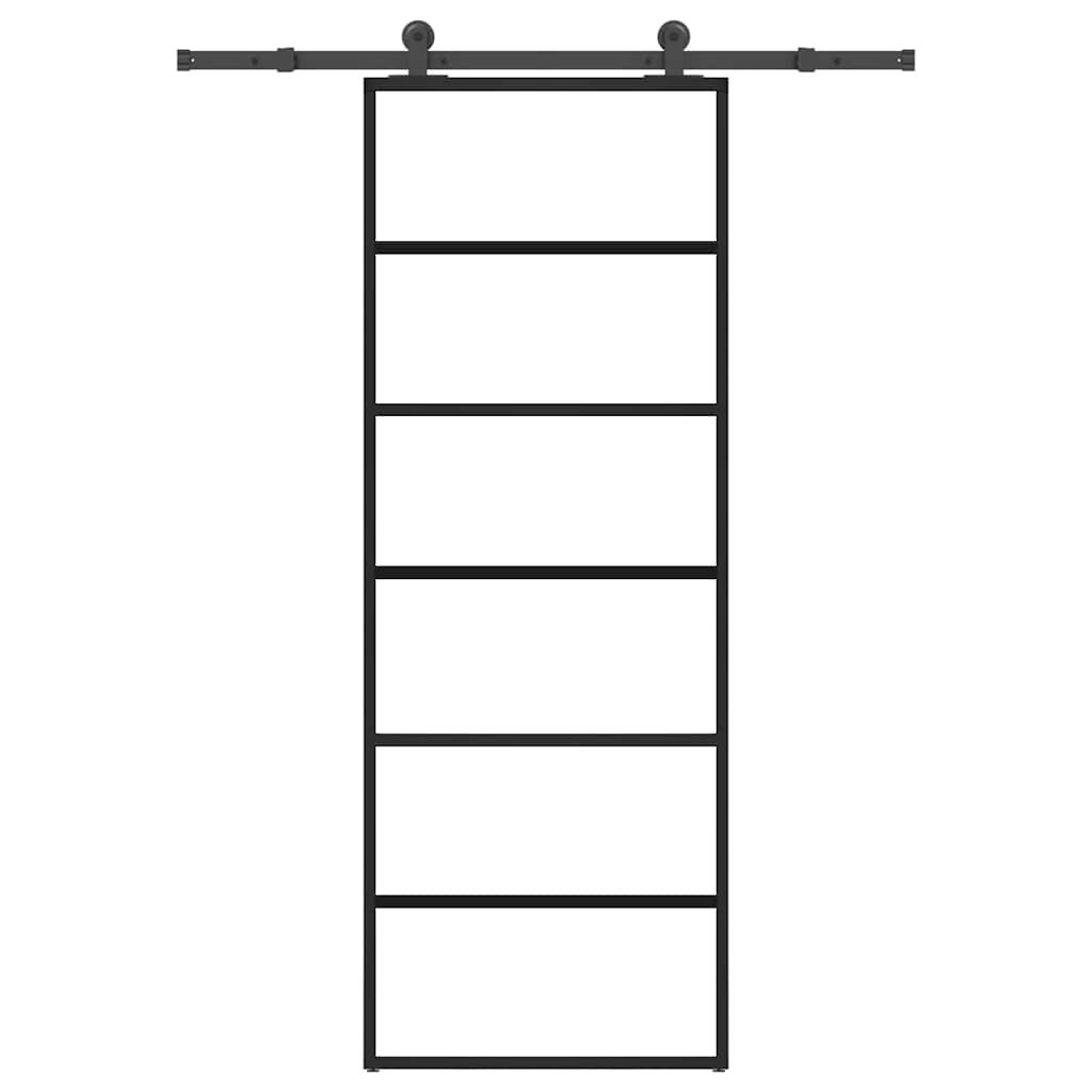 vidaXL Schiebetür mit Beschlag 76x205 cm ESG-Glas & Aluminium