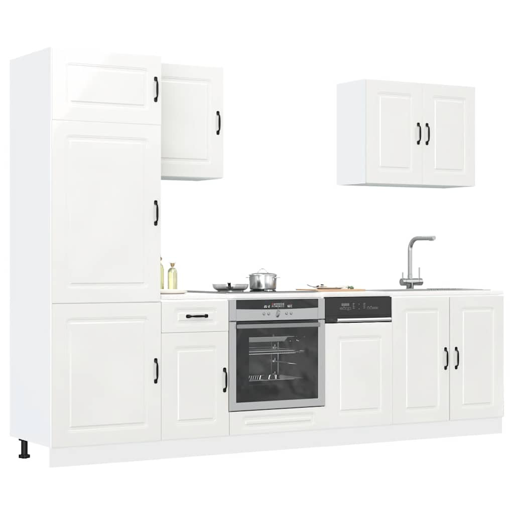 vidaXL 7-tlg. Küchenschrank-Set Kalmar Hochglanz-Weiß Holzwerkstoff