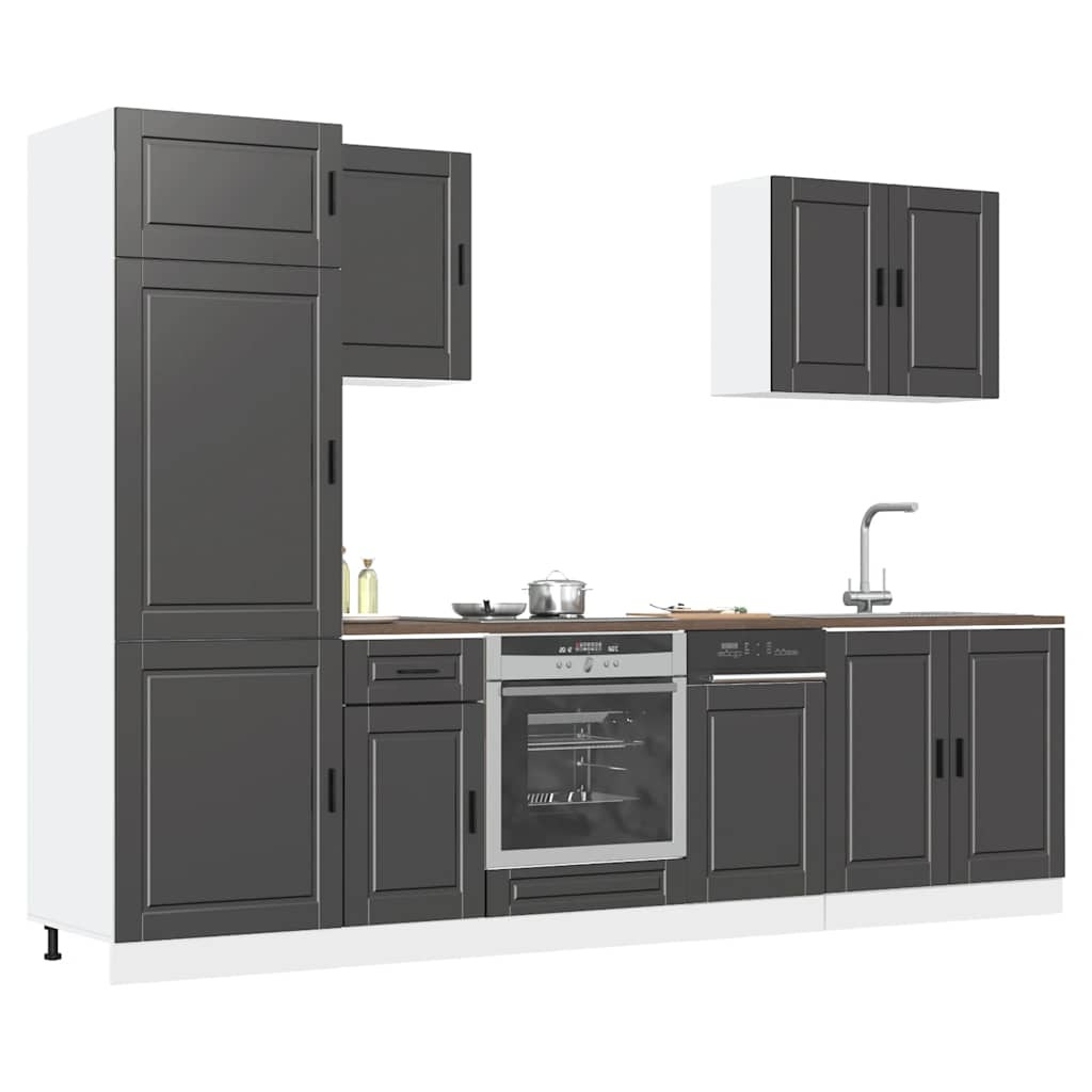 vidaXL 7-tlg. Küchenschrank-Set Porto Schwarz Holzwerkstoff