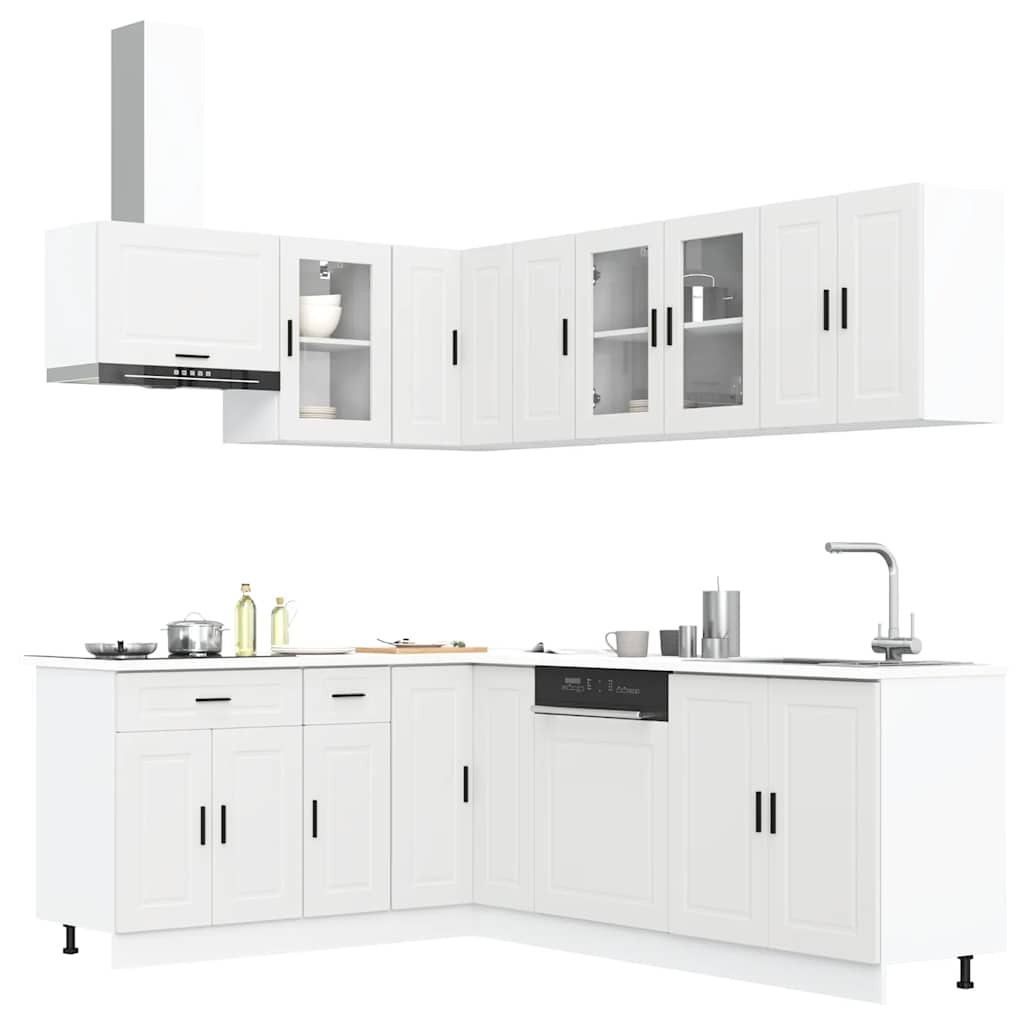 vidaXL 11-tlg. Küchenschrank-Set Porto Weiß Holzwerkstoff