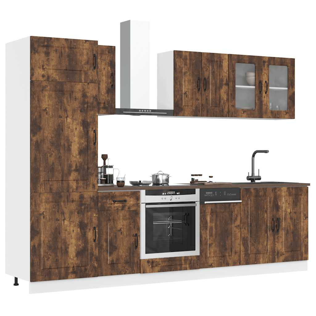 vidaXL 8-tlg. Küchenschrank-Set Kalmar Räuchereiche Holzwerkstoff