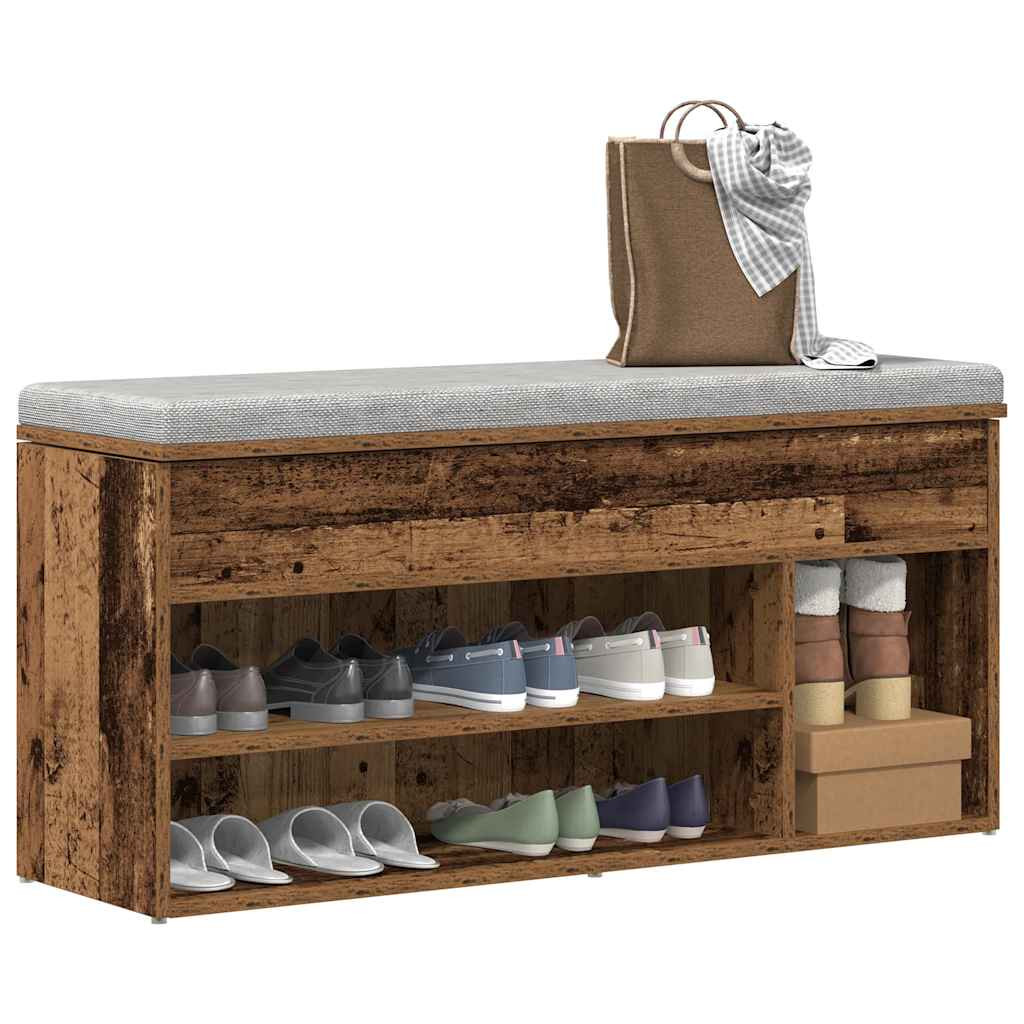 vidaXL Schuhbank Altholz-Optik 102x30,5x45 cm Holzwerkstoff