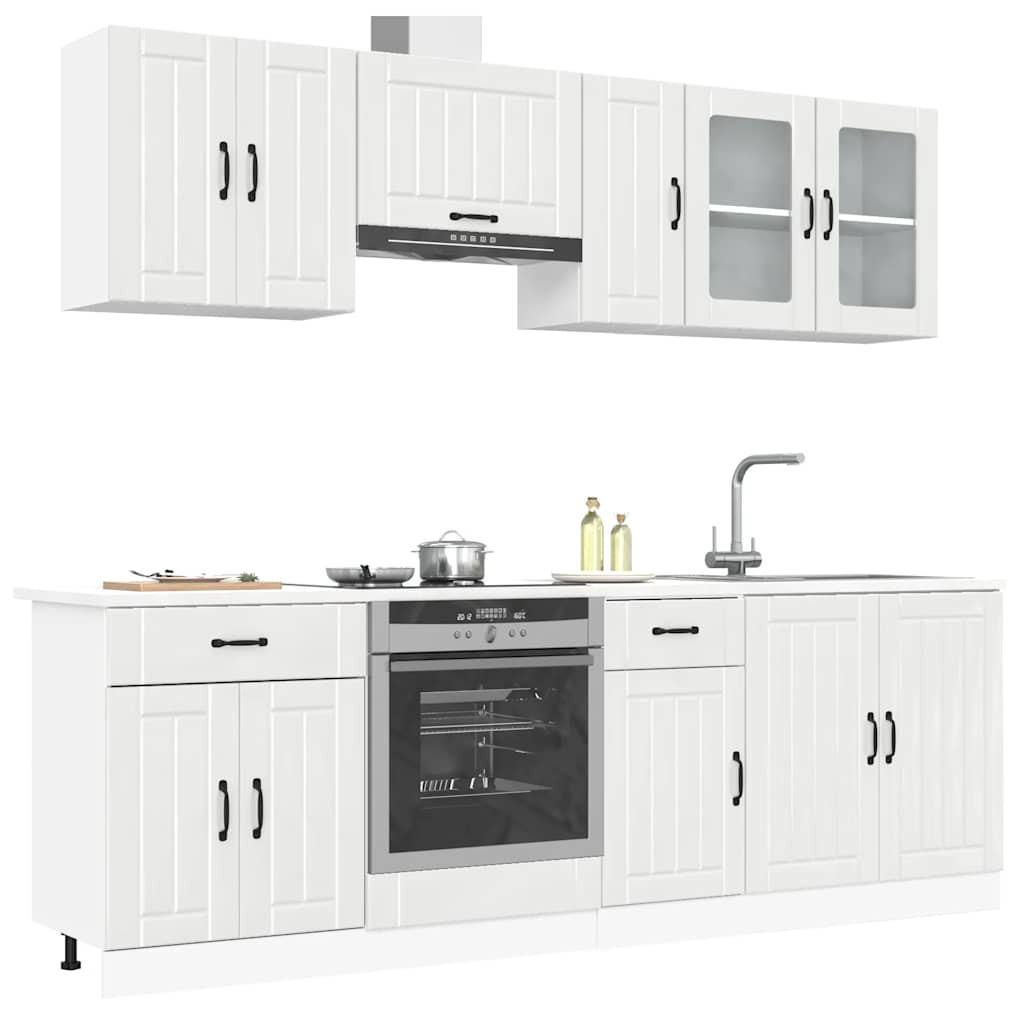 vidaXL 8-tlg. Küchenschrank-Set Lucca Hochglanz-Weiß Holzwerkstoff