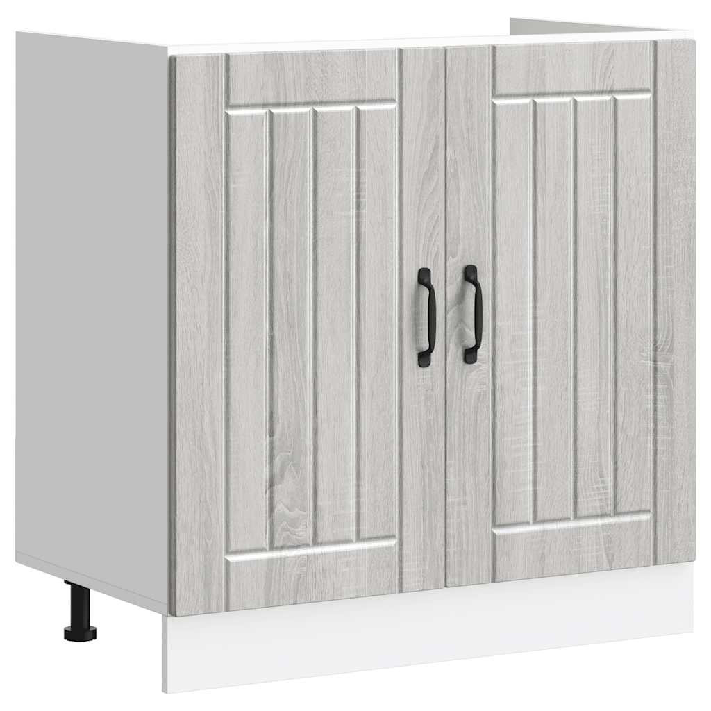 vidaXL Spülenunterschrank Lucca Grau Sonoma Holzwerkstoff